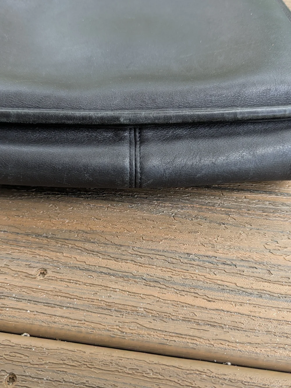 Coach Black Leather Messenger Bag with Top Handle